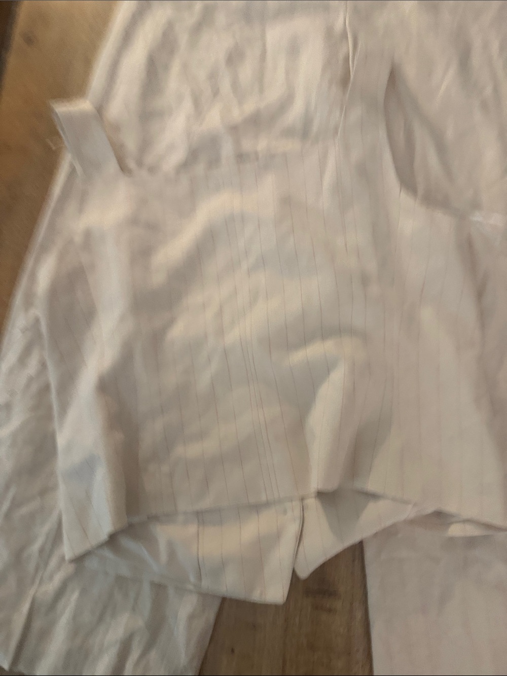 DKNY Cream Pinstripe Wide-Leg Linen Blend Pants suit set matching tank vest NWT - Picture 7 of 11